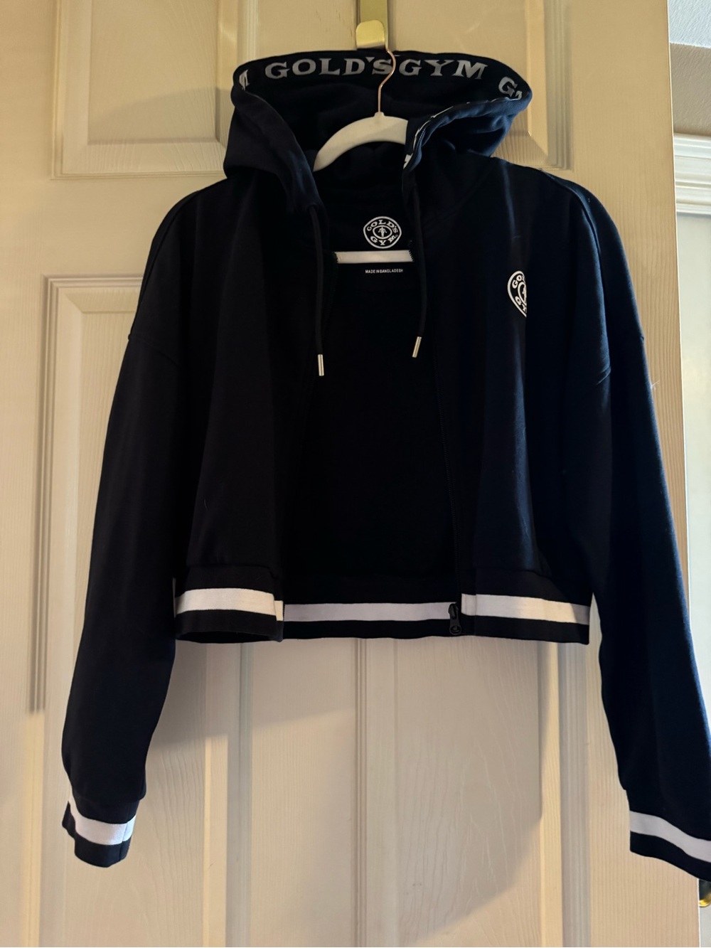 Gold's Gym Navy Cropped Zip Hoodie